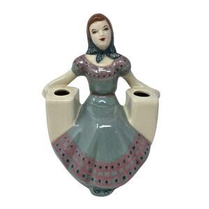 Vintage 1940s Weil Ware Lady Double Bud Vase #4028 California Pottery